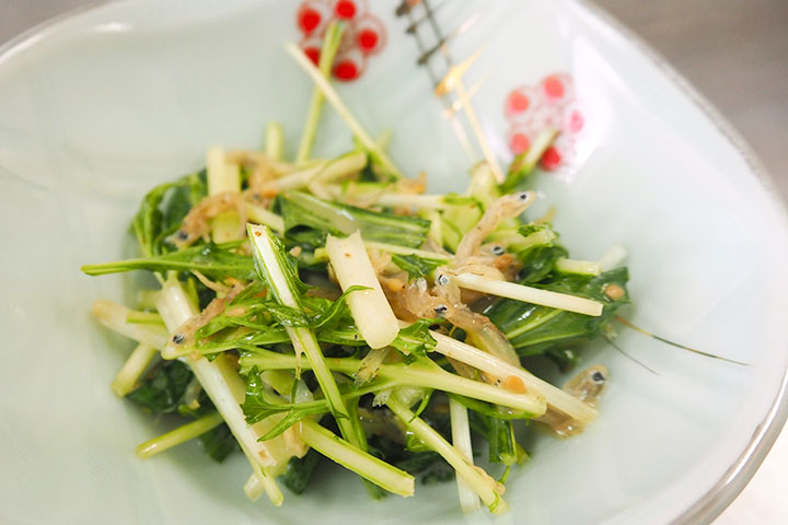 水菜とチリメンの和え物