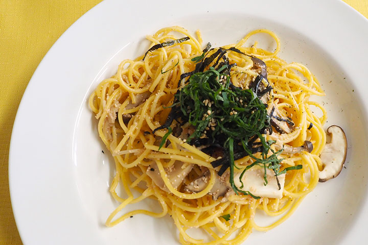 きのことたらこのクリームパスタ