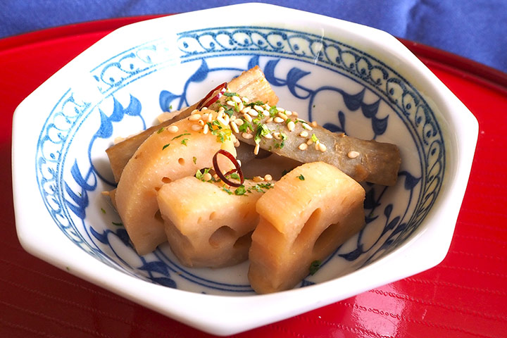 ゴボウとレンコンのリンゴ酢煮