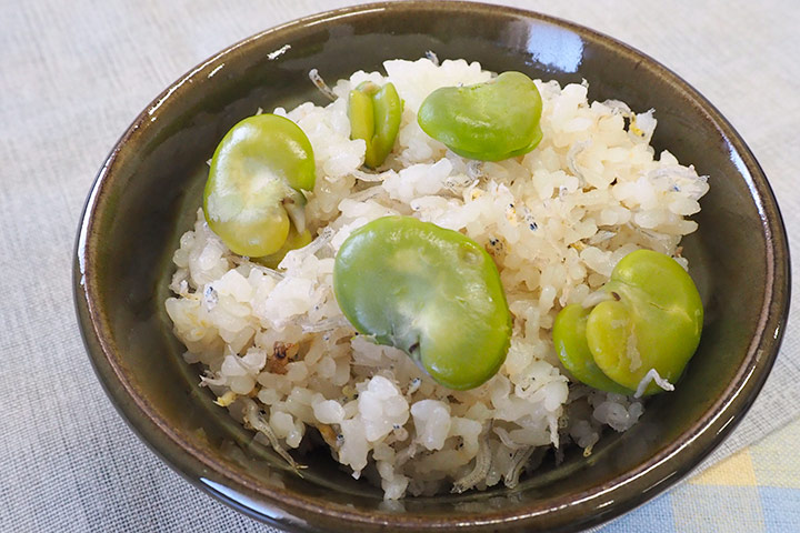 そら豆としらすの混ぜご飯