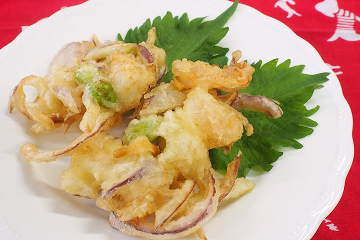 新生姜とエビのかき揚げ
